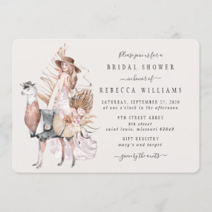 Invitación Boho Bride y Llama Bridal Shower