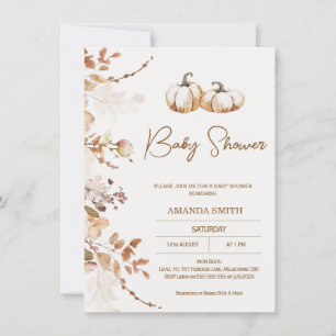 Invitación Boho Brown Beige Pumpkin Baby Shower