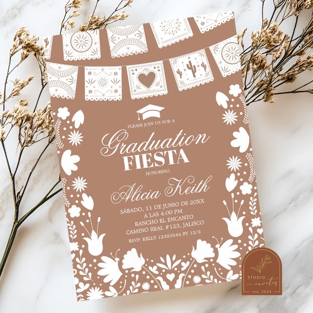 Invitación Boho Brown Talavera Mexican Graduation Fiesta Invi (Subido por el creador)