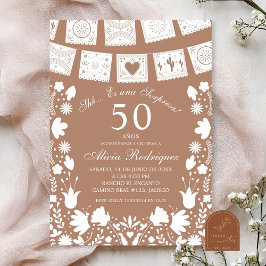Invitación Boho Brown Talavera Sorpresa Mexicana Cumpleaños