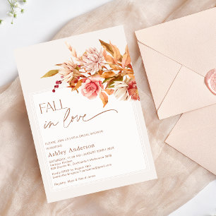 Invitación Boho Browns Cae Floral Enamorada Ducha De Novias