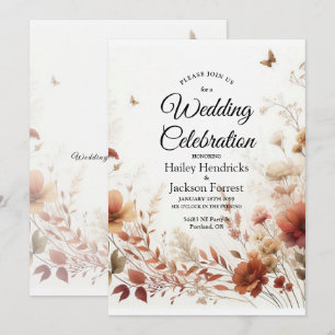 Invitación Boho Browns con Mariposas Boda Floral