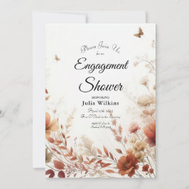 Invitación Boho Browns with Butterflies Engagement Shower