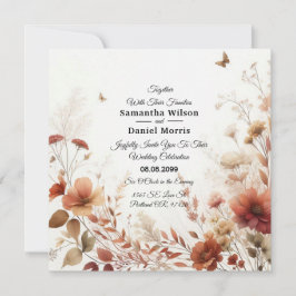 Invitación Boho Browns with Butterflies Floral Wedding