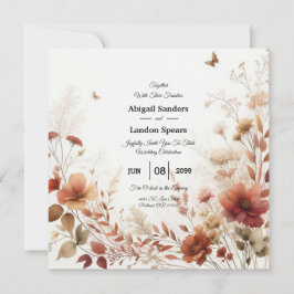 Invitación Boho Browns with Butterflies Floral Wedding