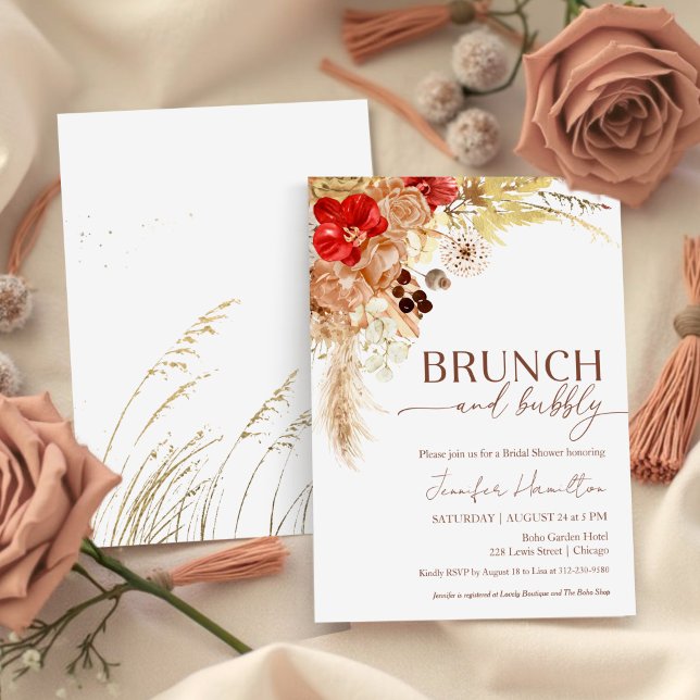 Invitación Boho Brunch y Bubbly | Terracotta Bridal Shower (Subido por el creador)