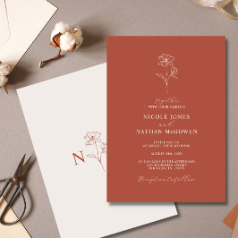 Invitación Boho Budget Terracotta Rust Flower Boda | DIY