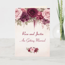 Invitación Boho Burgandy Wine Floral Elegant Custom Wedding