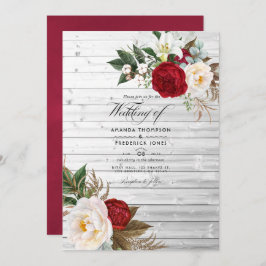 Invitación Boho Burgundy - Boda de Marsala Floral Bohemia