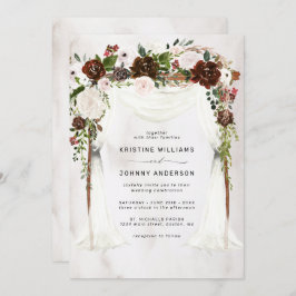 Invitación Boho Burgundy Boda floral de color rosa rosa rosa