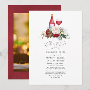 Invitación Boho Burgundy Celebración de la Vida del Vino Flor