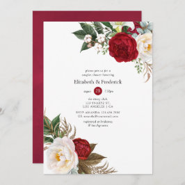 Invitación Boho Burgundy - Ducha de boda floral de Marsala