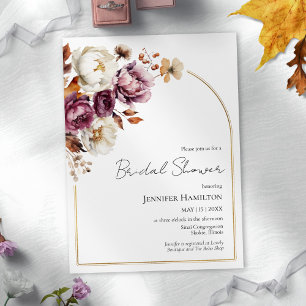 Invitación Boho Burgundy Floral Fall Bridal Shower