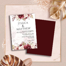 Invitación Boho Burgundy Floral Wedding