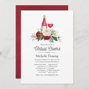 Invitación Boho Burgundy Floral Wine Tasting Virtual Shower