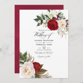 Invitación Boho Burgundy - Foto de Marsala Boda Floral