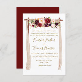 Invitación Boho Burgundy Marsala Boda de Arco Floral