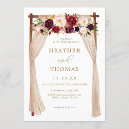Invitación Boho Burgundy Marsala Boda Floral