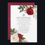 Invitación Boho Burgundy - Marsala Floral Bat Mitzvah<br><div class="desc">Las peonías de acuarela bohemias de moda burgundy - marsala,  lirios y eucalipto bat mitzvah invitan al personalizable a los detalles de su evento.</div>