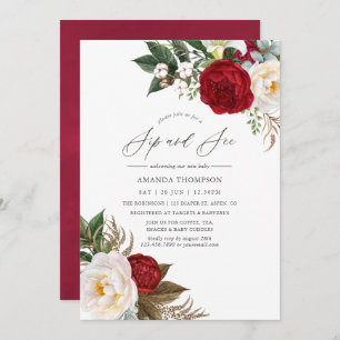 Invitación Boho Burgundy - Marsala Floral Sip y See