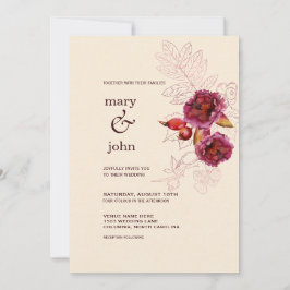Invitación Boho Burgundy Rose Tracery