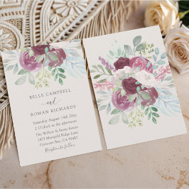 Invitación Boho Burgundy Rose Watercolor Wedding