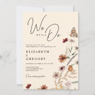 Invitación Boho Burgundy Wildflower Aún prometemos renovación
