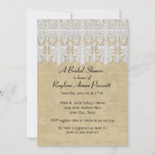 Invitación BOHO Burlap impreso y gitano de encaje estilo mode