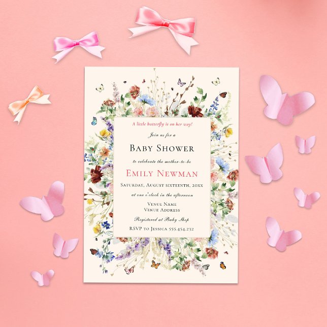 Invitación Boho Butterflies & Wildflowers Baby Shower (Subido por el creador)