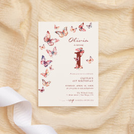 Invitación Boho Butterfly 1.ᵉʳ cumpleaños