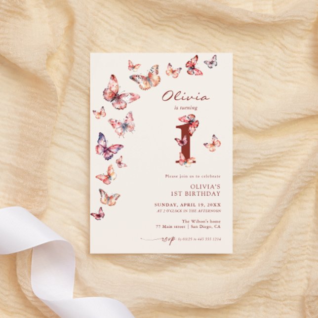 Invitación Boho Butterfly 1.ᵉʳ cumpleaños (Subido por el creador)