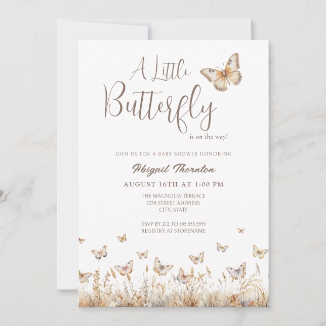 Invitación Boho Butterfly Baby Shower (Anverso)