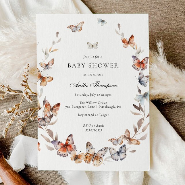 Invitación Boho Butterfly Baby Shower (Subido por el creador)