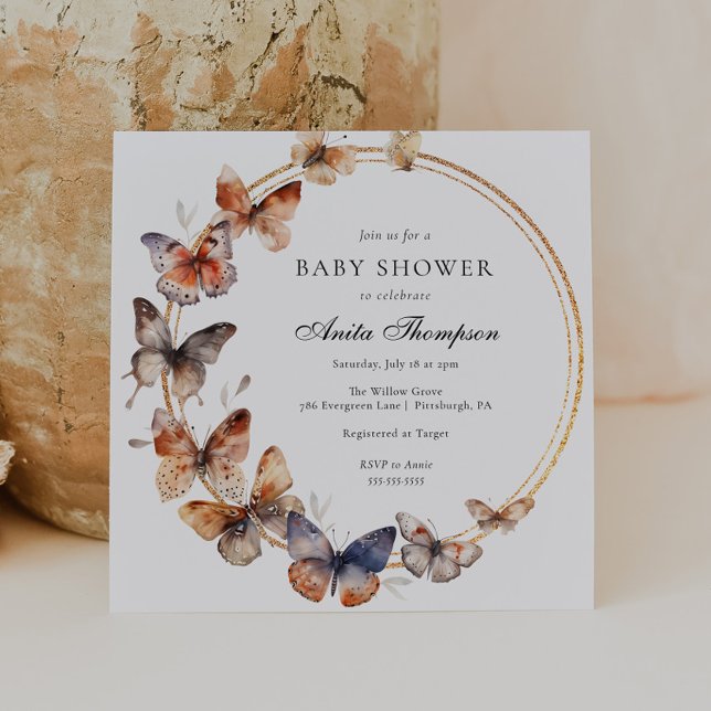 Invitación Boho Butterfly Baby Shower (Subido por el creador)