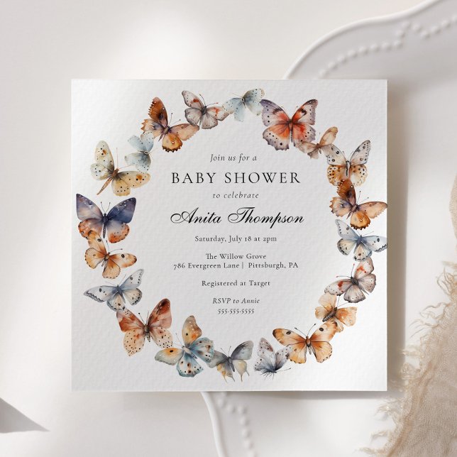 Invitación Boho Butterfly Baby Shower (Subido por el creador)
