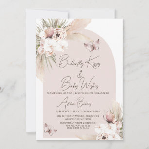 Invitación Boho Butterfly besa a su bebé le desea Baby Shower