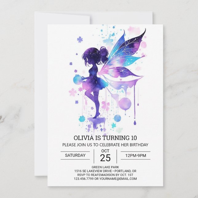 Invitación Boho Butterfly Fairy Birthday Elegance (Anverso)