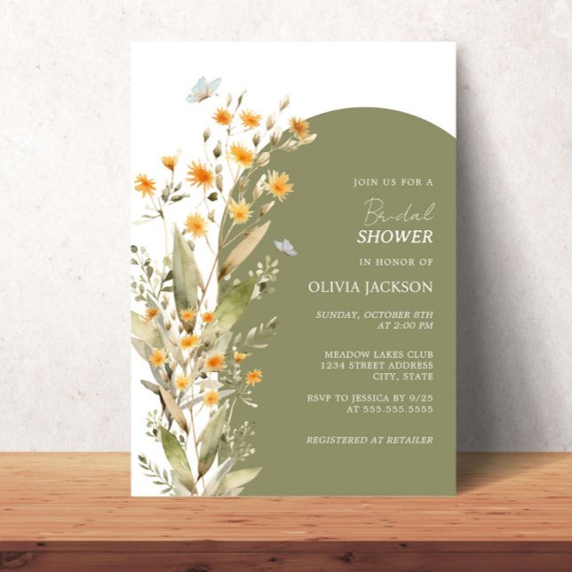 Invitación Boho Butterfly Wildflowers Ducha de novia (Subido por el creador)