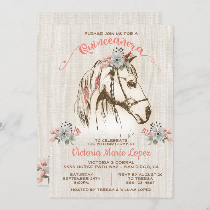 Invitación Boho Caballo Vaca Quinceañera 15 cumpleaños | Zazzle.es