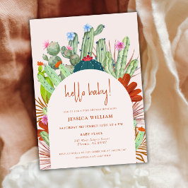 Invitación Boho Cactus Arch Desert Pampas Hola Baby Shower