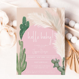 Invitación Boho cactus pampas arco chica hola bebé ducha