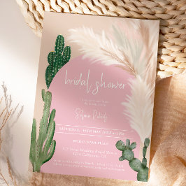 Invitación Boho cactus pampas arco ducha de novia rosa