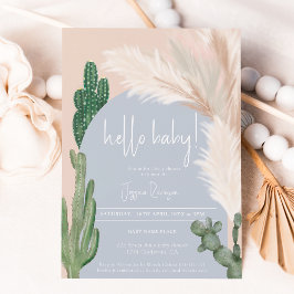 Invitación Boho cactus pampas arco hola bebé