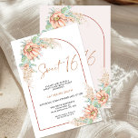 Invitación Boho Cactus Pampas Grass Sweet 16 Cumpleaños<br><div class="desc">Boho Cactus Pampas Grass Sweet 16 Birthday Invitation Bohemian inspiró una dulce invitación de 16 cumpleaños con dos arreglos florales de cactus floridos con pampas hierba, una moderna imagen caligráfica como un encabezado en una falsa textura de oro rosa y arco. Ideal para quien busca una dulce invitación de 16...</div>