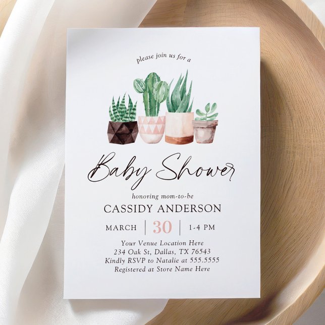 Invitación Boho Cactus Succulent Baby Shower (Subido por el creador)