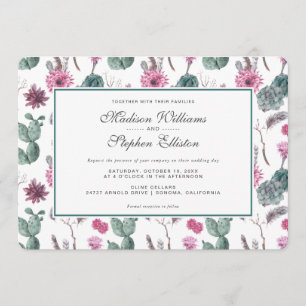 Invitación Boho Cactus, Succulent & Floral - Boda