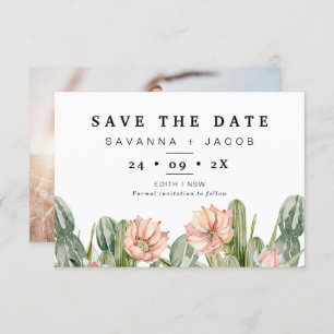 Invitación Boho Cactus Succulents Wedding Save The Date Card
