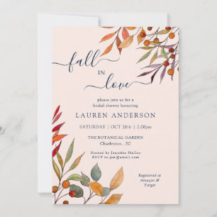 Invitación Boho 'Cae en amor' ducha de novia en Rubor