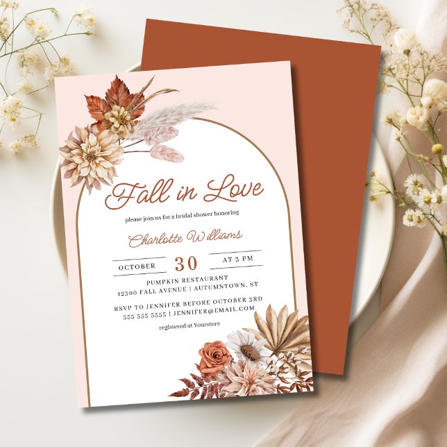 Invitación Boho cae en el amor Floral Bridal Shower (fall in love floral bridal invitation
)