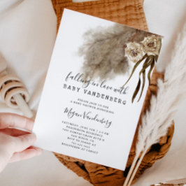 Invitación Boho Cae Enamorado Baby Shower De Grasa Pampas